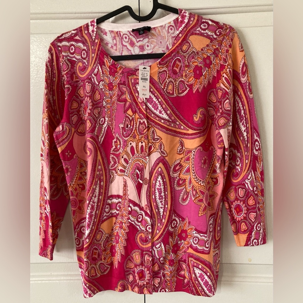 NWT TALBOTS WOMEN PETITE CHARMING CARDIGAN TOP